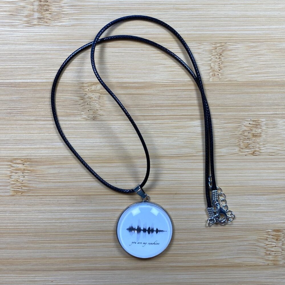 NEW You Are My Sunshine Soundwave Stainless Steel Necklace 20in Cord Handmade - Picture 3 of 3